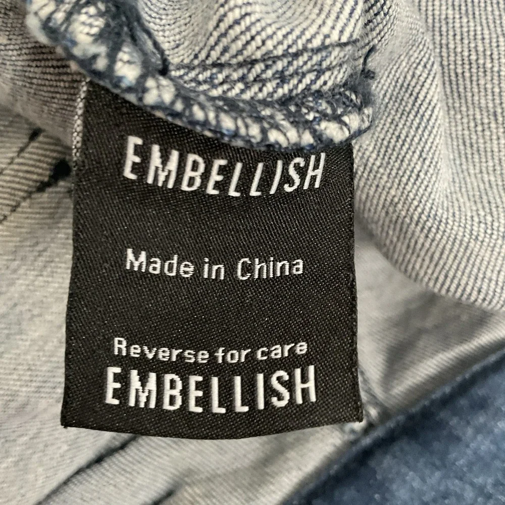 Embellish Biker Jeans Cargo Pockets Mens Size 38 Moto Hawk Cargo Stone‎ Wash